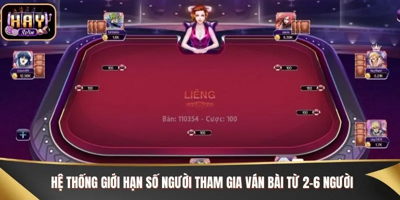 Hệ thống giới hạn số người tham gia ván bài từ 2-6 người