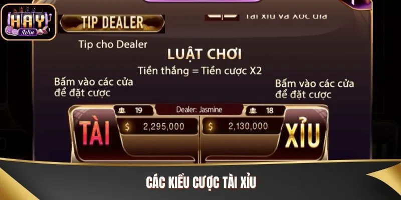 Các kiểu cược Tài Xỉu 