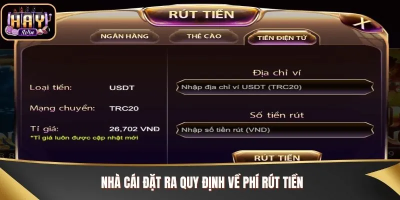 Nhà cái đặt ra quy định về phí rút tiền
